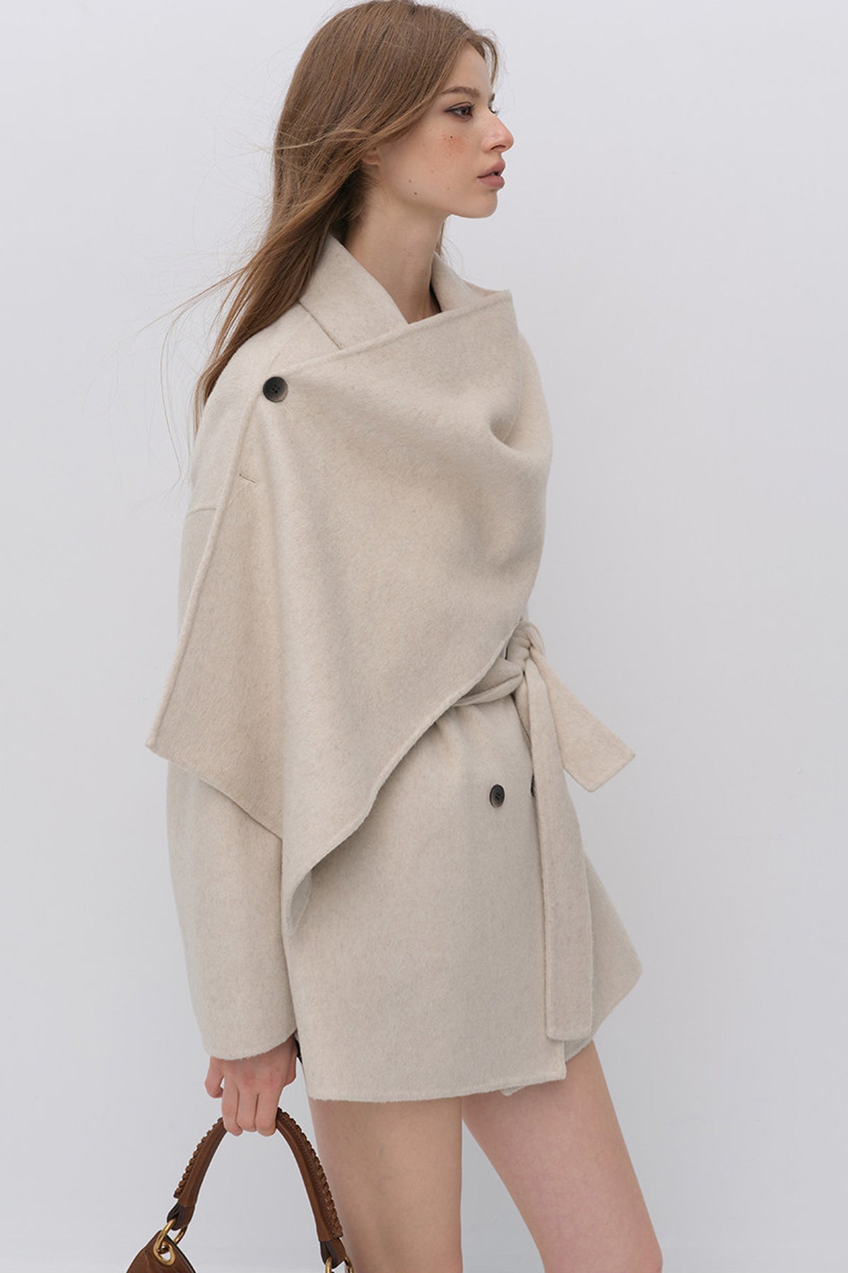 Half Shawl Wool Coat