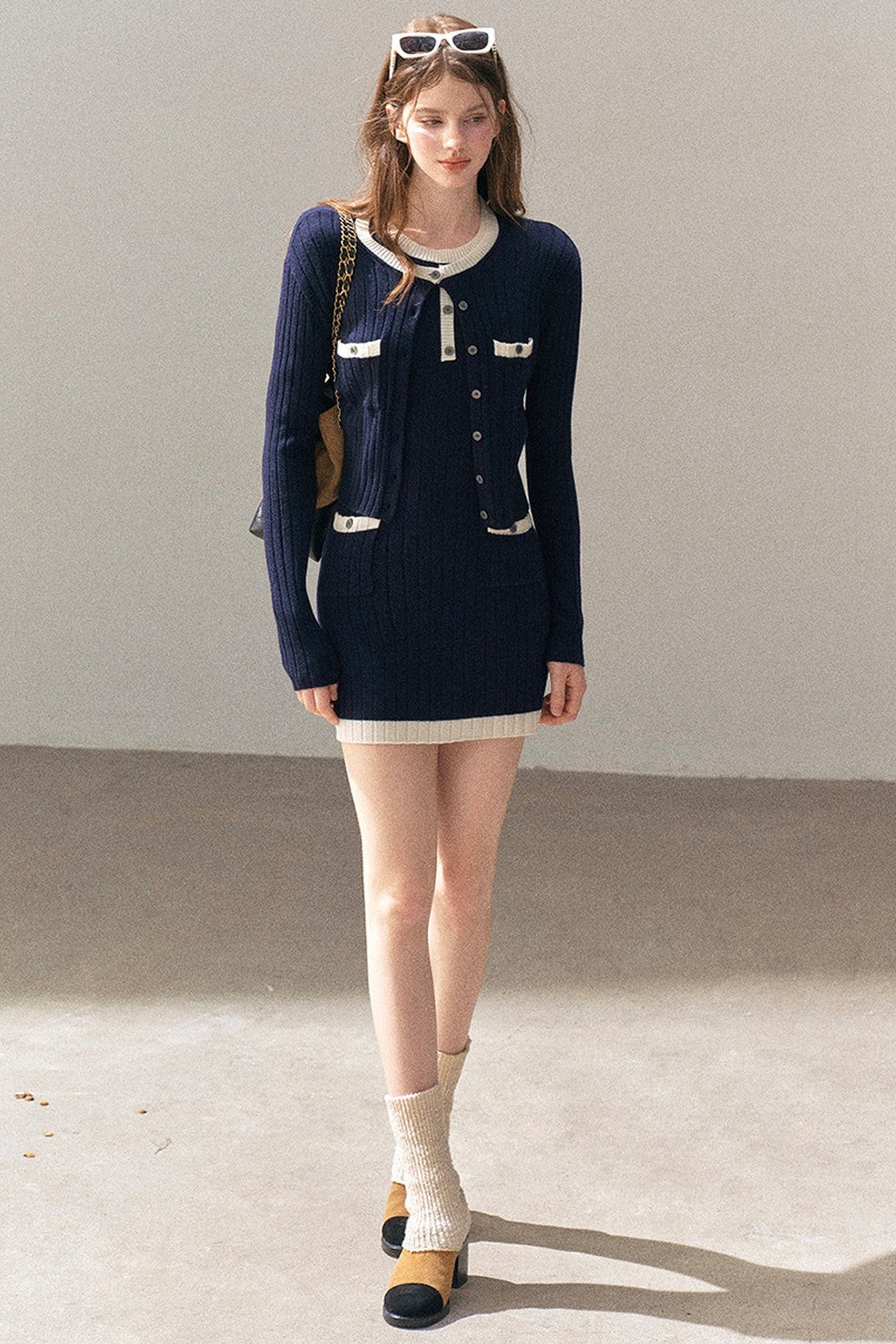 Aomalm Quiet Blues Wool Dress and Jacket Set-Up