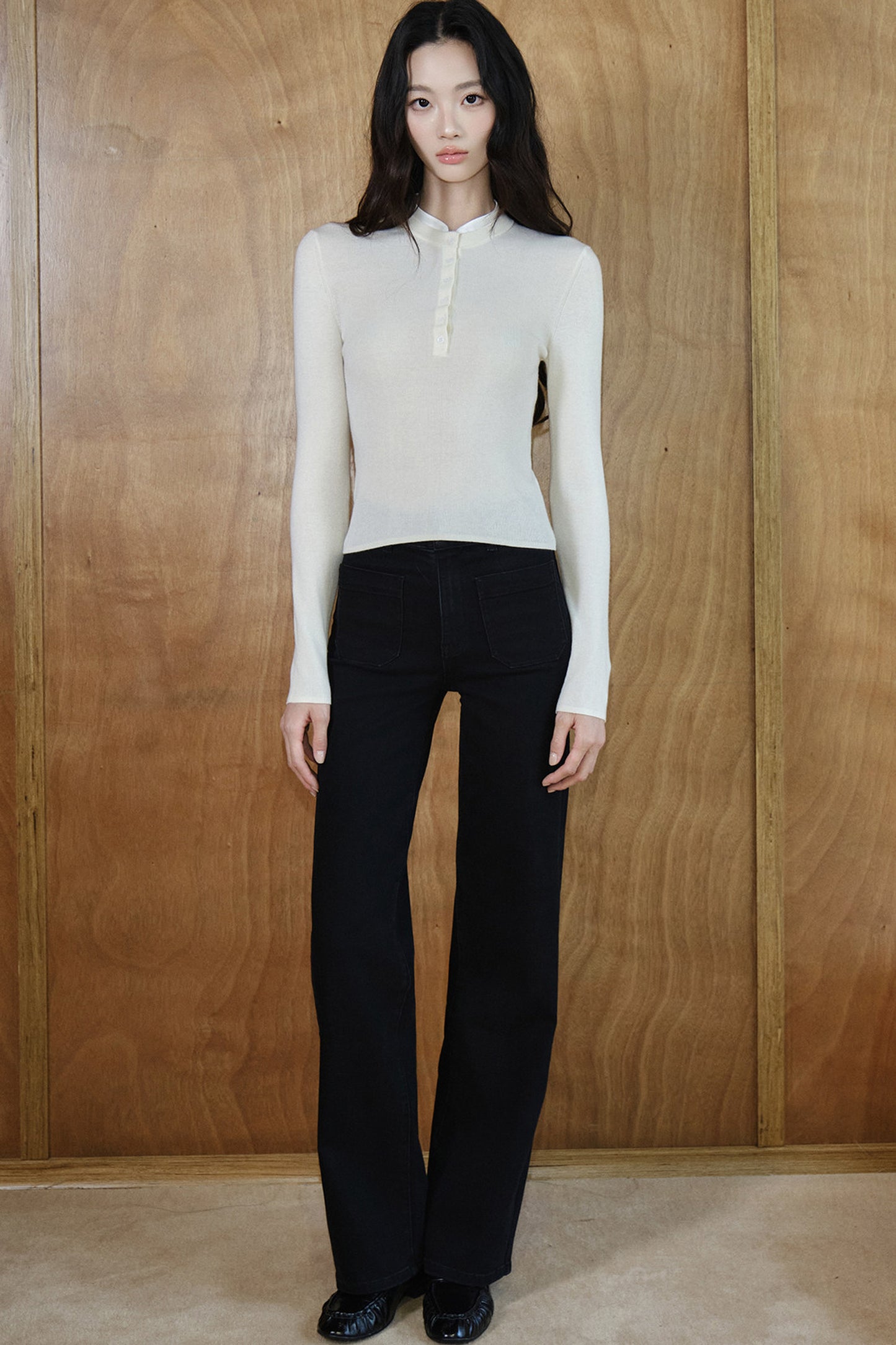 Pantaloni in cotone a vita alta