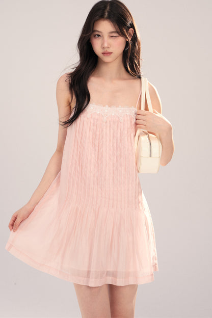 Suspender Dress with Lantern Sleeve Shawl Cardigan Set-Up