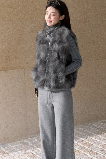 Vintage Eco-Friendly Fur Cable Knit Jacket