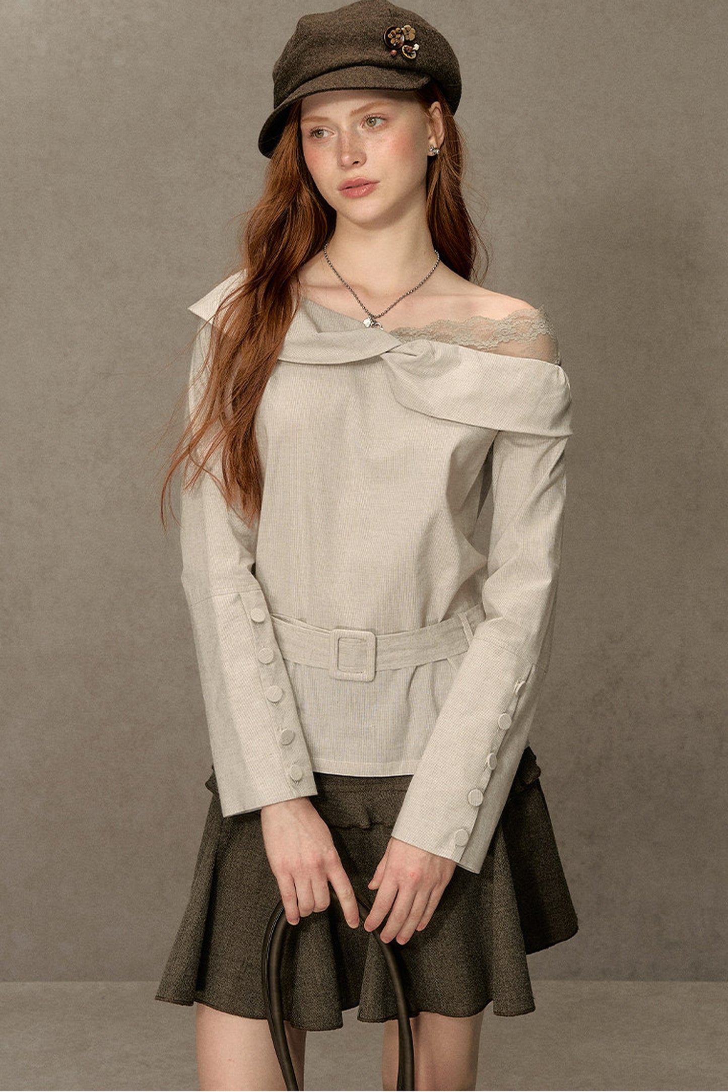 Long-Sleeve Off-Shoulder Shirt