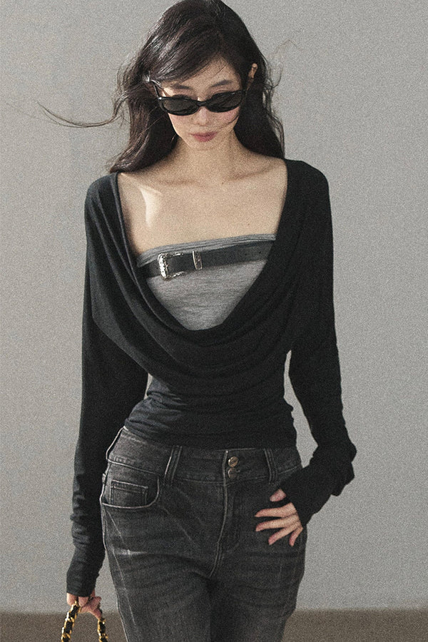 Layered-Look Long Sleeve Top