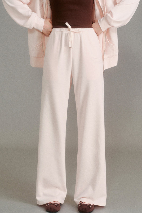 Hooded Logo Embroidered Sweatshirt Jacket and Drawstring Straight-Leg Sweatpants Set-Up