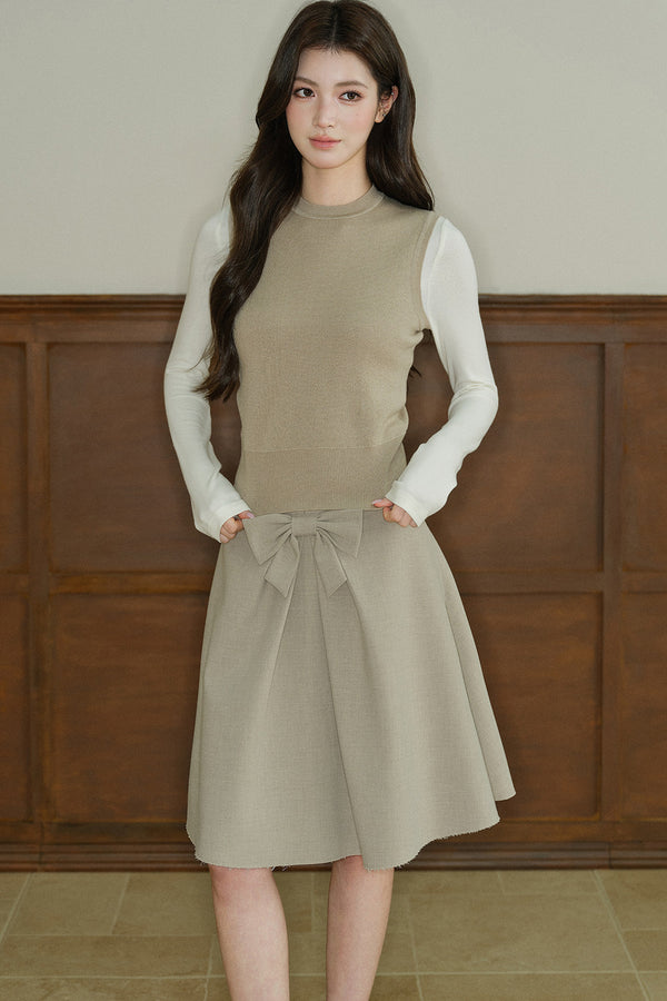 Layered Round Neck Knitted Sweater Vest