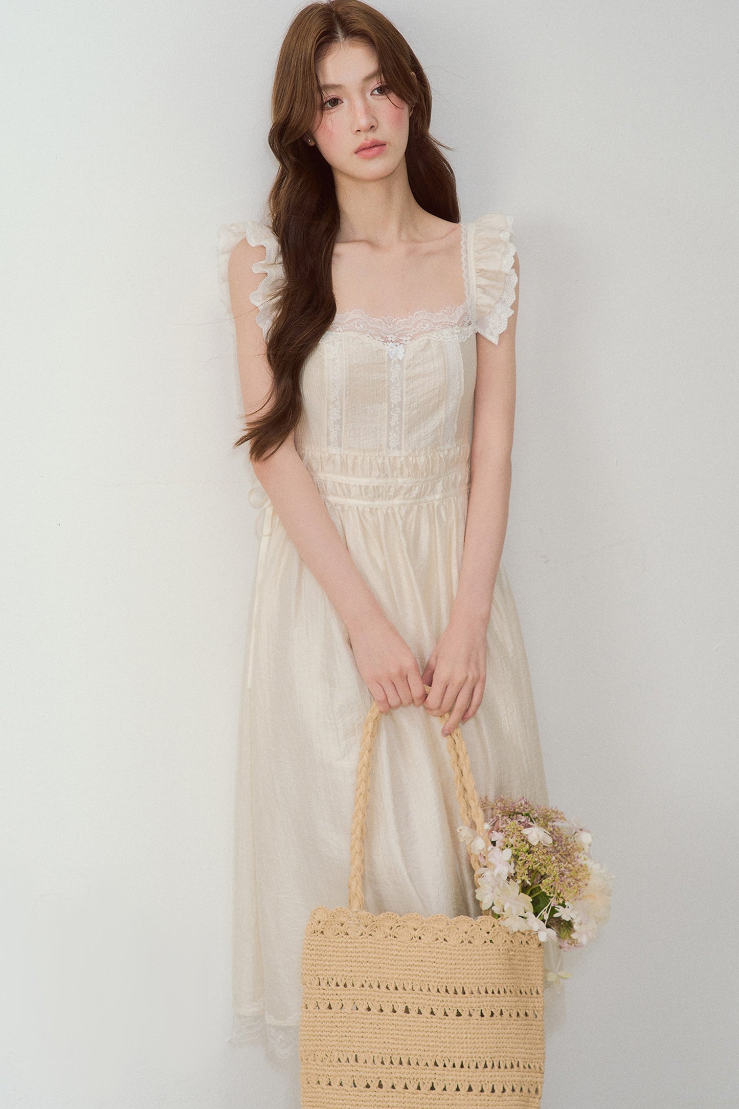 White Shell Lace Dress