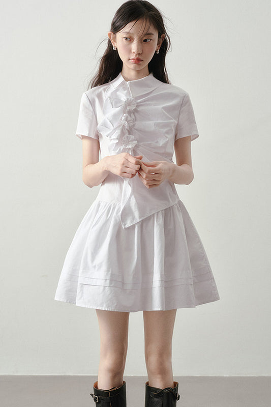 Robe-chemise à fleurs 3D