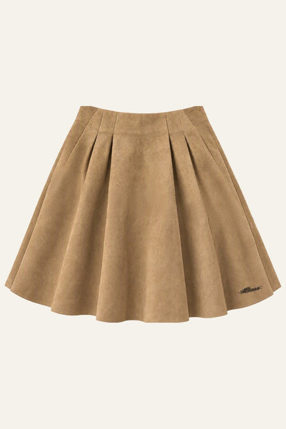 Faux Suede High-Waisted A-Line Skirt