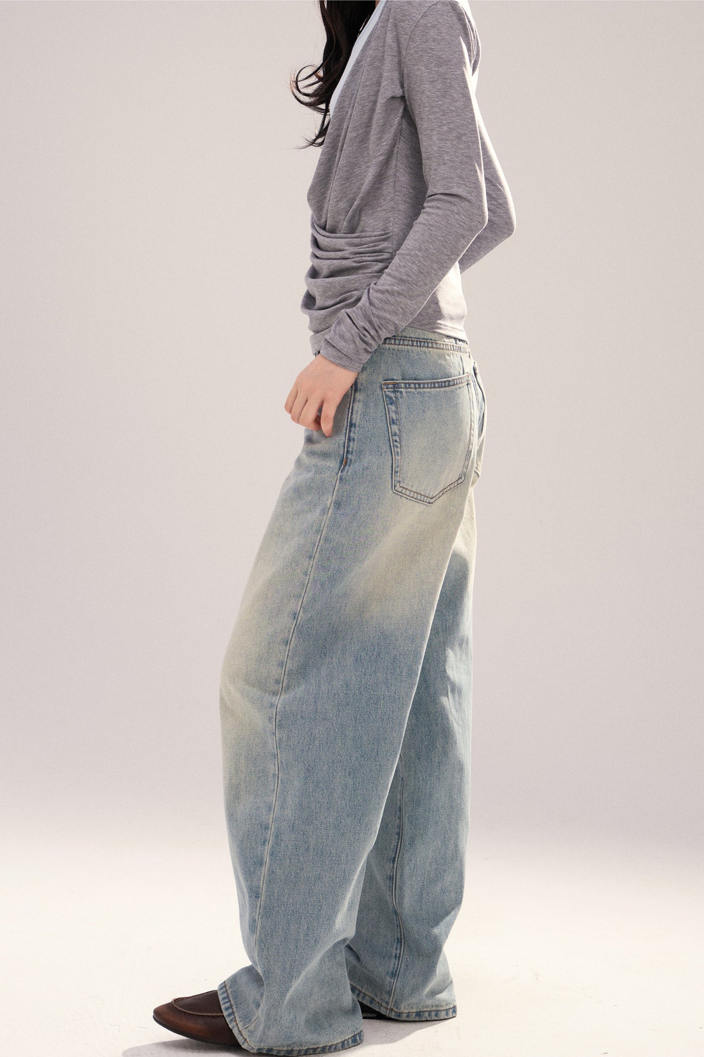 Vintage Washed Distressed Denim Pants