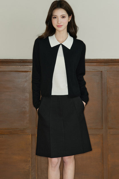 Color-Block Layered-Look Wool Knit Top