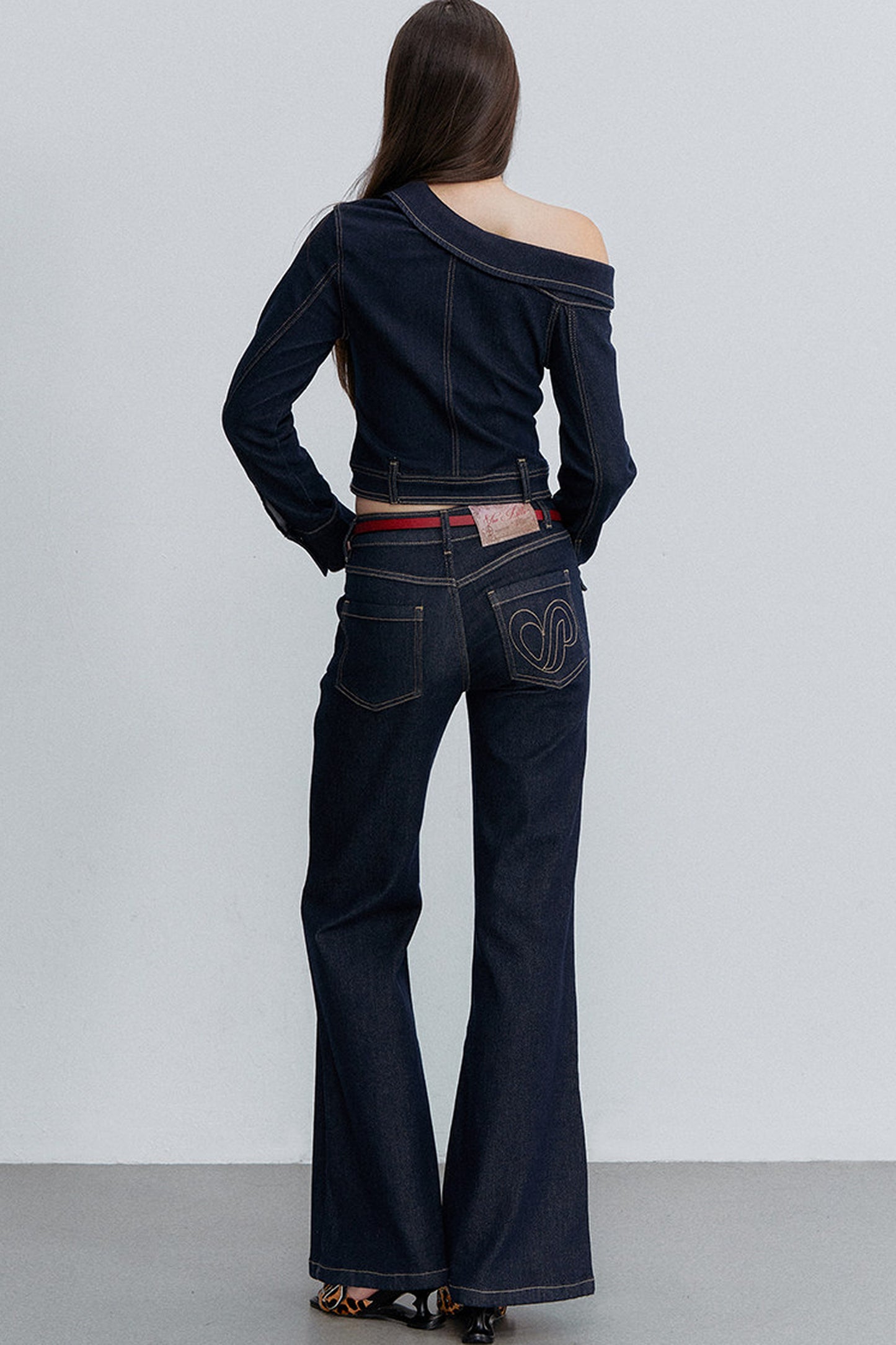 Asymmetrical One-Shoulder Denim Shirt