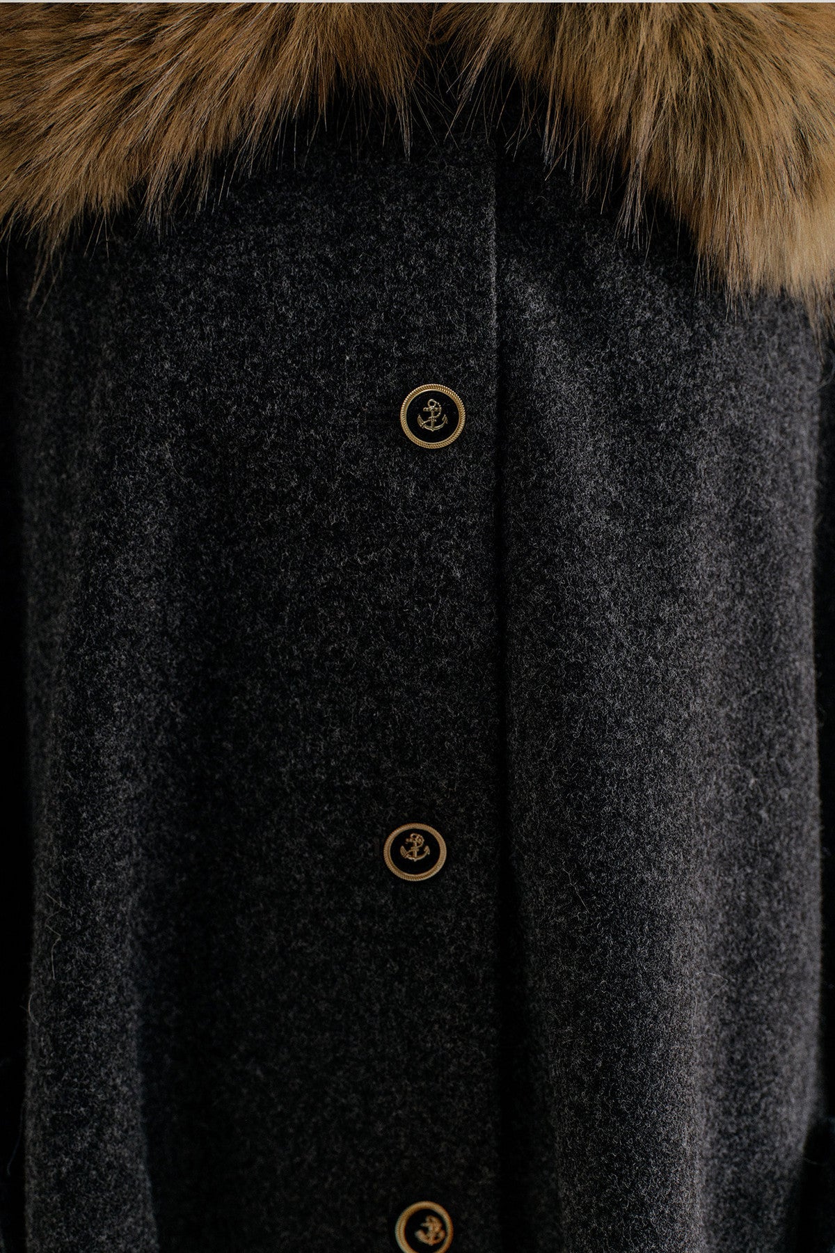 Detachable Large Fur Collar Woolen Cape