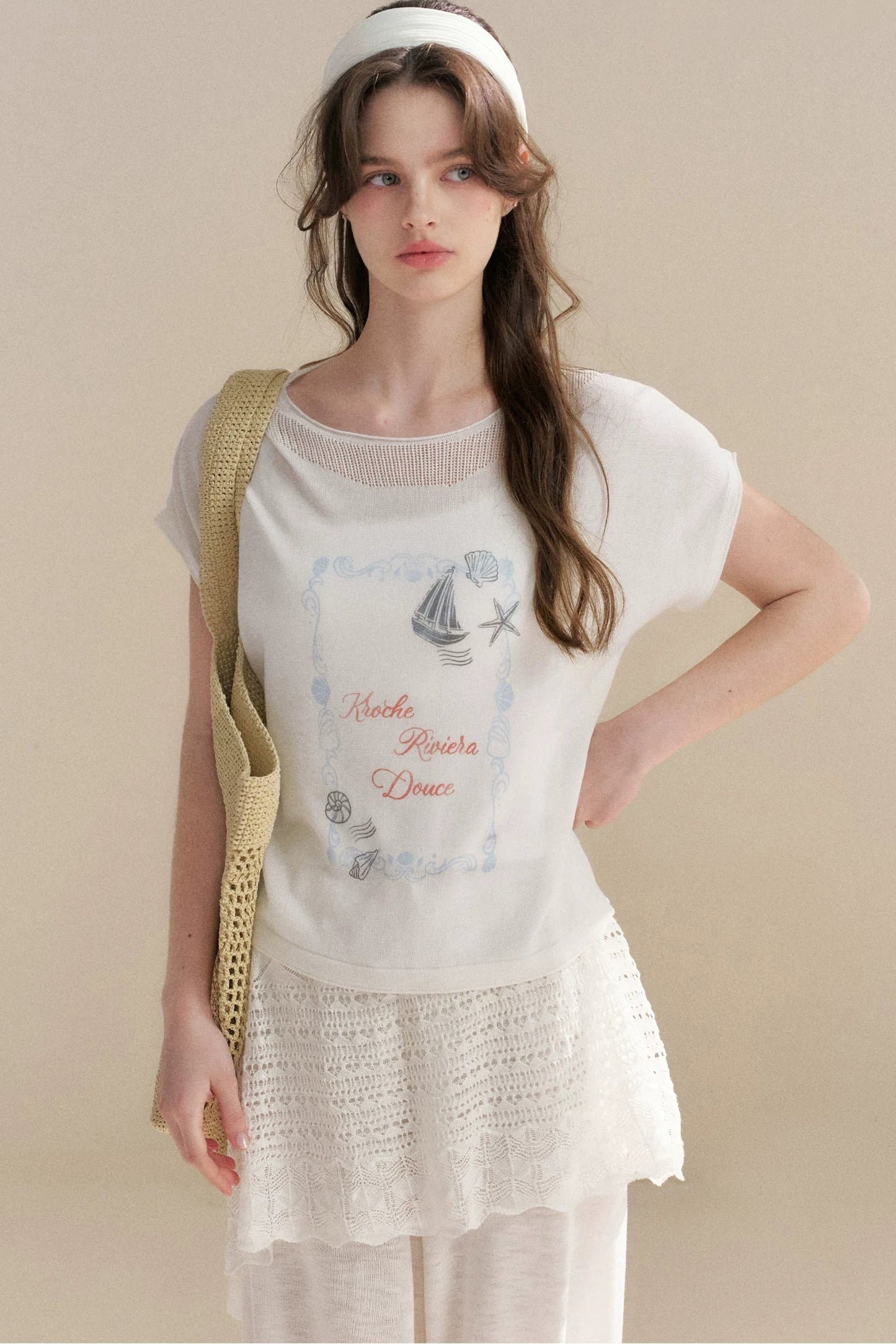 Hand-Painted Nautical Knit Top