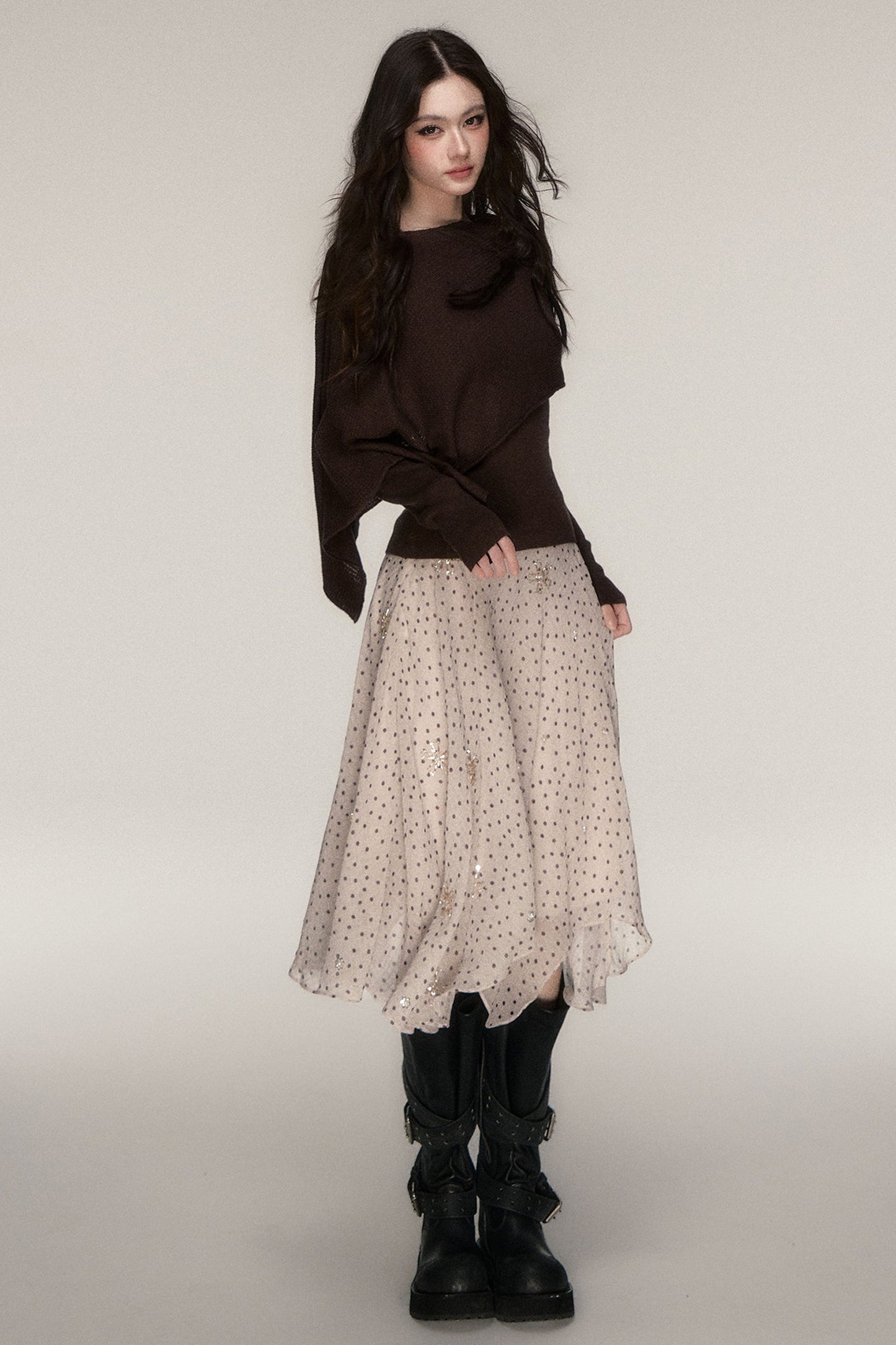 Weiches Windcape-Pullover-Strickoberteil