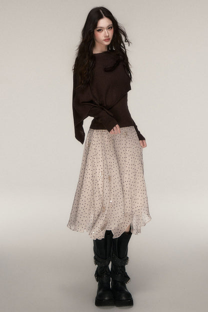 Weiches Windcape-Pullover-Strickoberteil