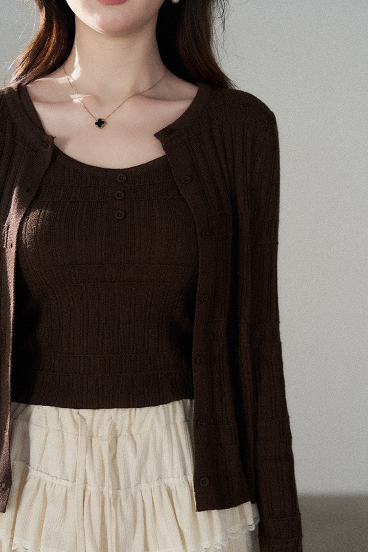Sophisticated Knitted Cardigan Two-Piece Set