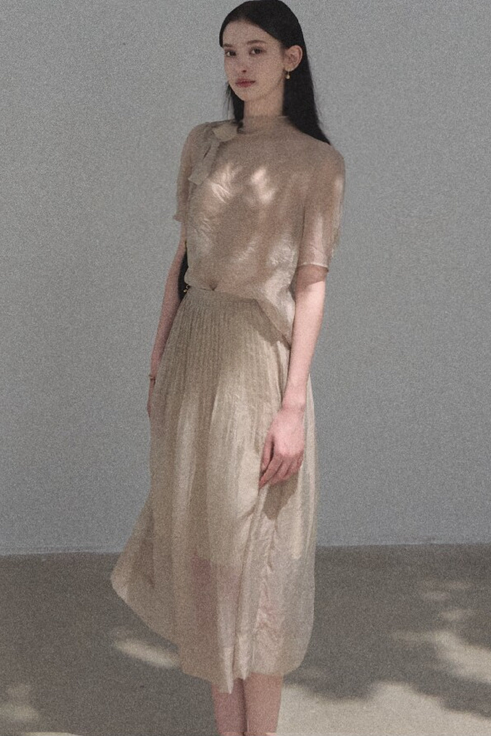 Chiffon Blouse and Pleated Skirt Set-Up