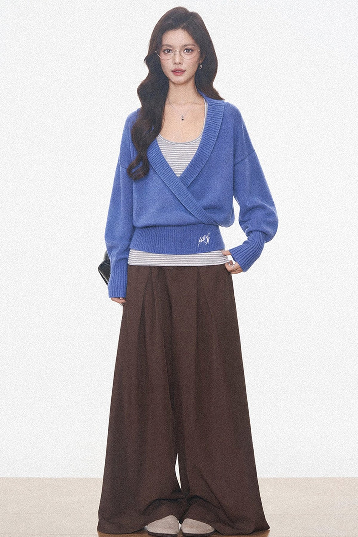 Westayone Long-Sleeved Knitted Sweater and Wide-Leg Pants Set-Up