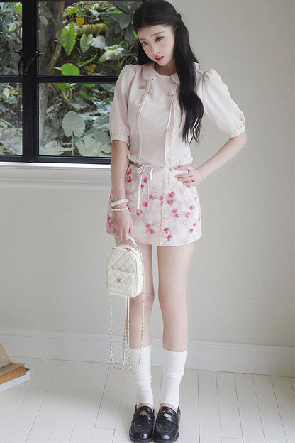 Floral Ruffled Top and Skirt Set-Up