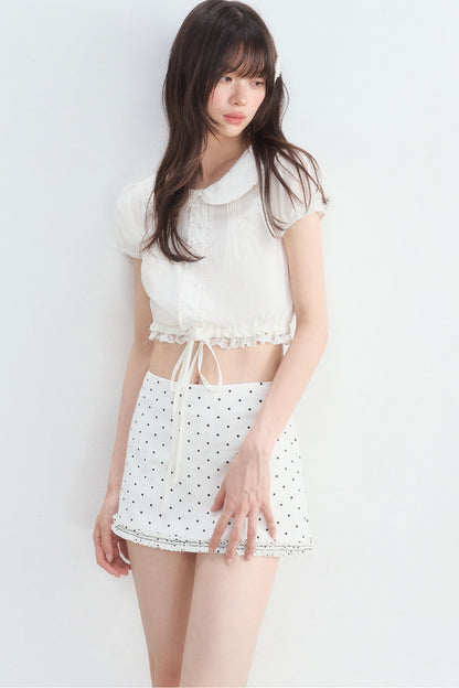 Doll Collar Lace Puff Sleeve Blouse
