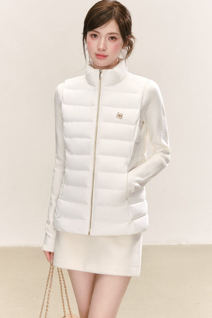 White Duck Down Long Sleeve Gilet Jacket