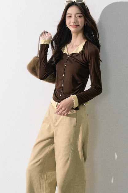 Miu-Style Collared Knit Sweater