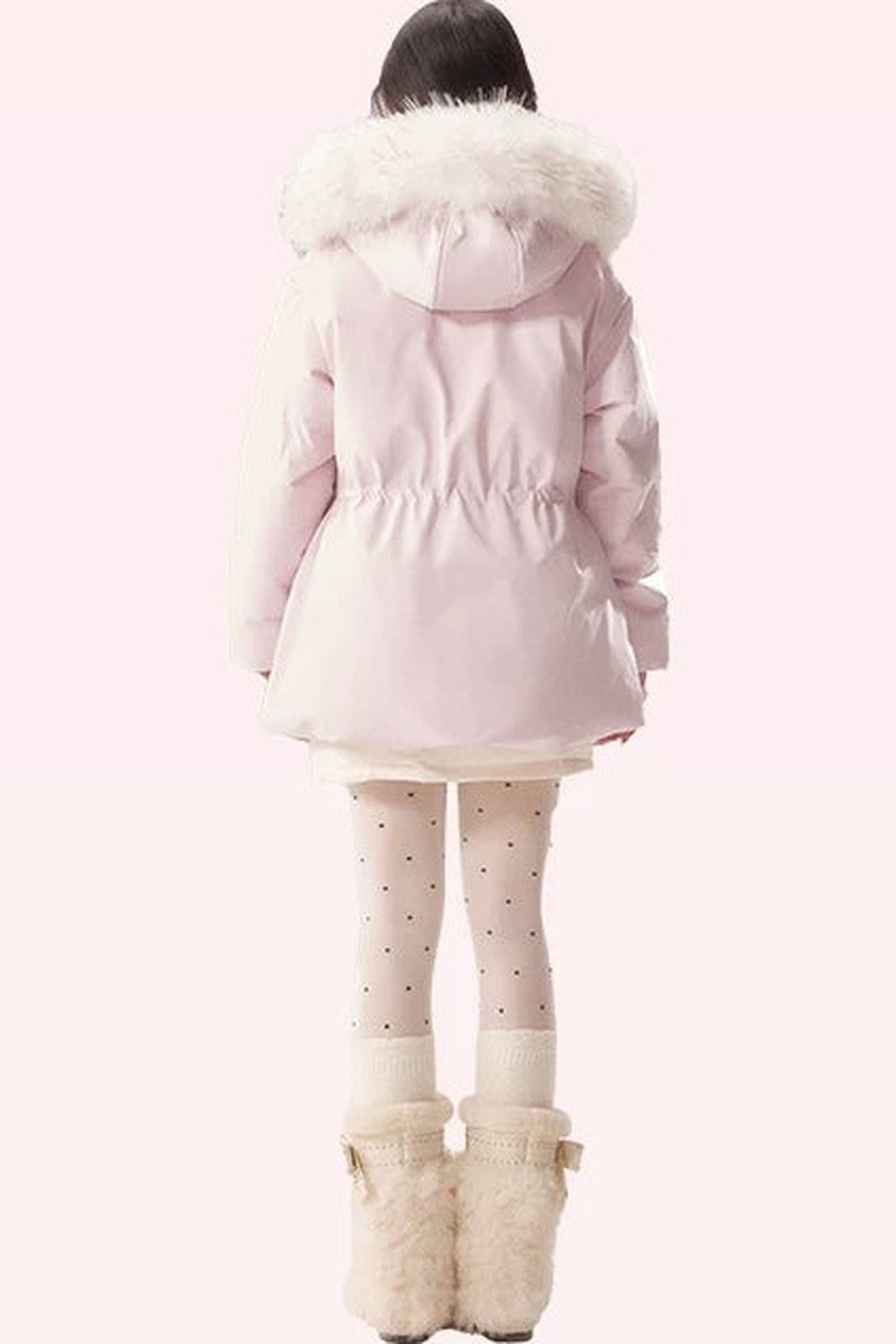 Mid-Length Fur Collar Goose Down Jacket