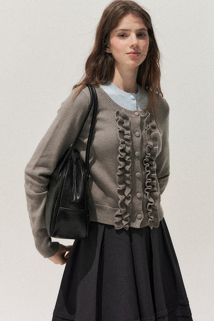 Layered-Look Floral Ruffle Sweater