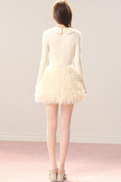 Cream Princess Multi-Layered Tulle Dress