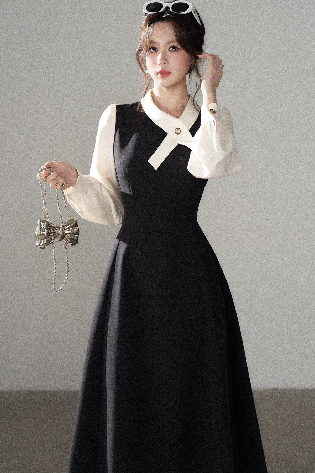Contrasting Color Long Dress