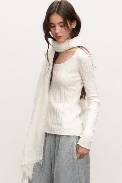 Beige Knit Base Layer Top Set-Up