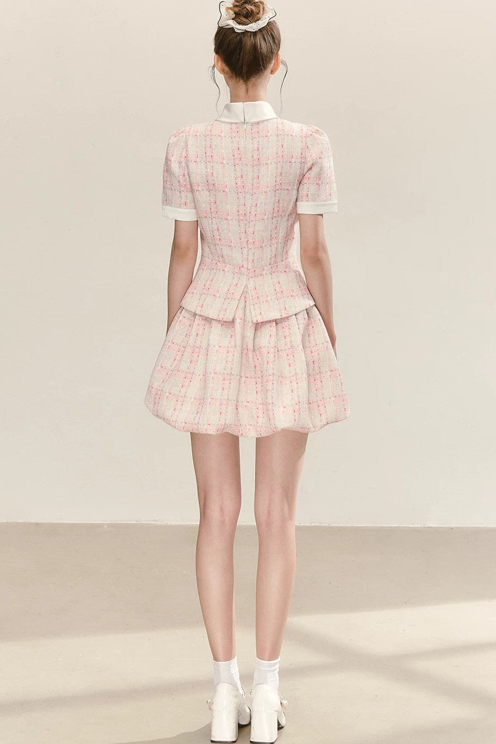 Pink Plaid Flower Bud Dress