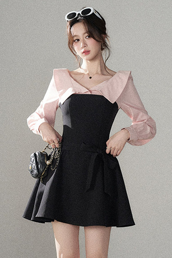 Black Flared Shirt Dress