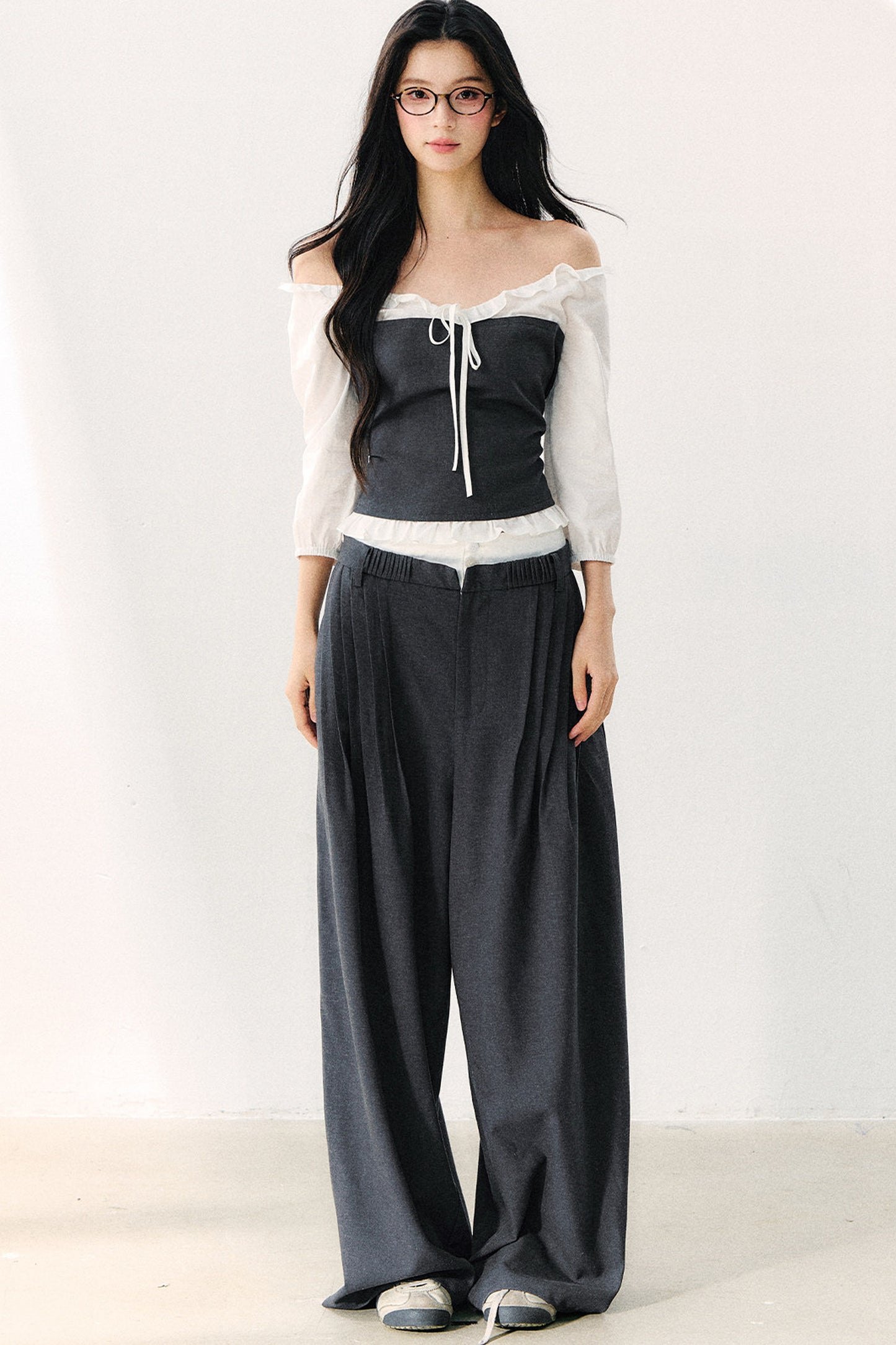 Relaxed Anti-Wrinkle Floor-Length Pants