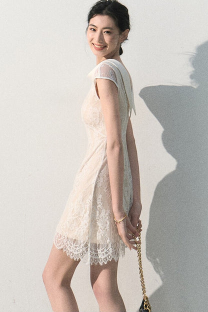 Abito jacquard in pizzo nuvola