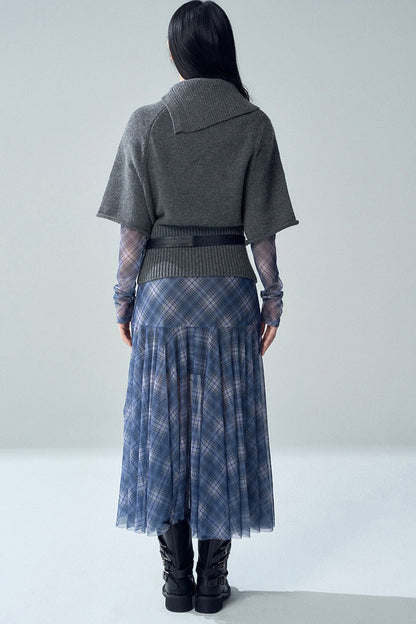 High Neck Short Sleeve Knit Sweater