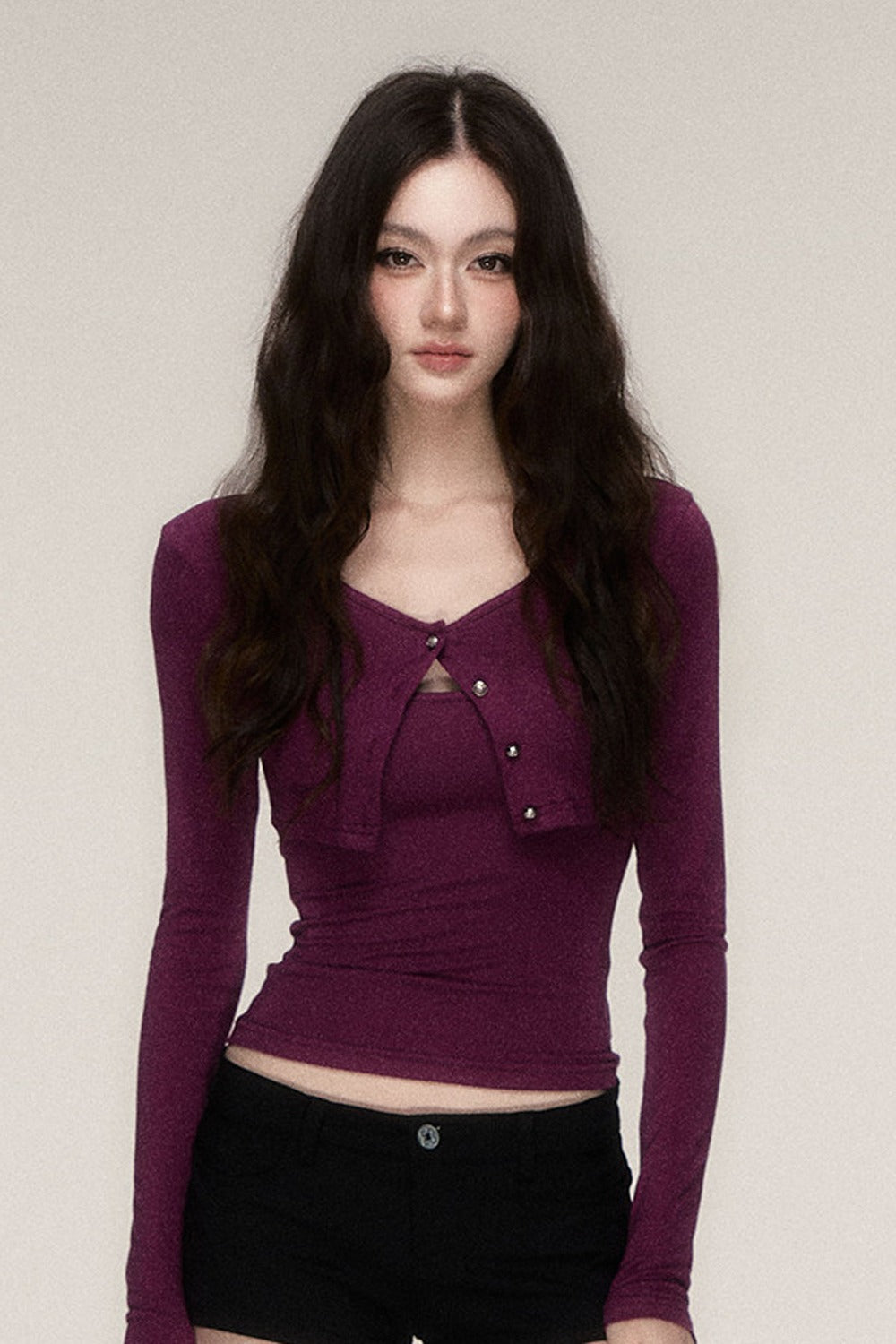 Long-Sleeved Top and Camisole Set