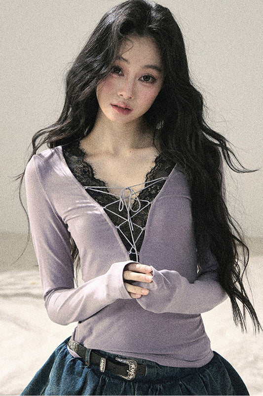 Iris Lace V-Neck Top