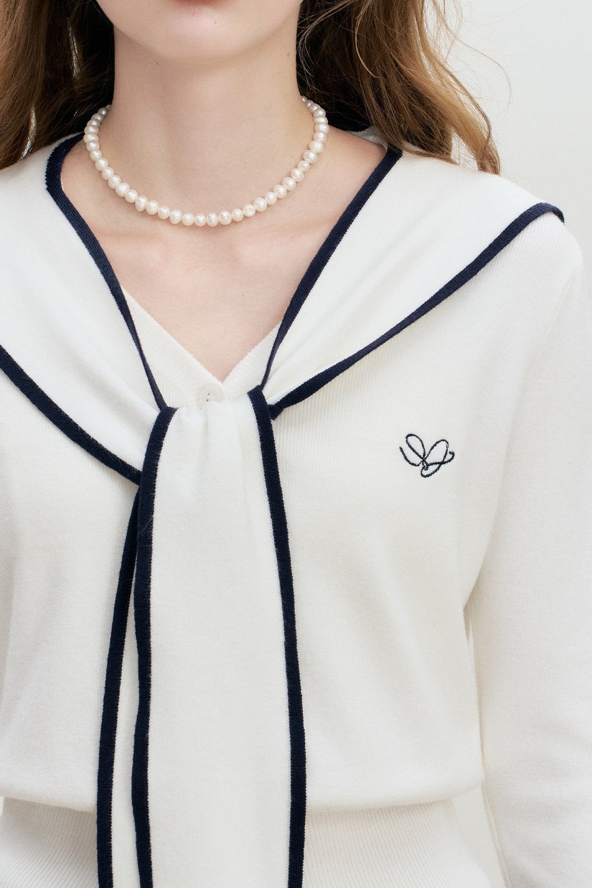 Sailor Collar Shawl Knit Sweater