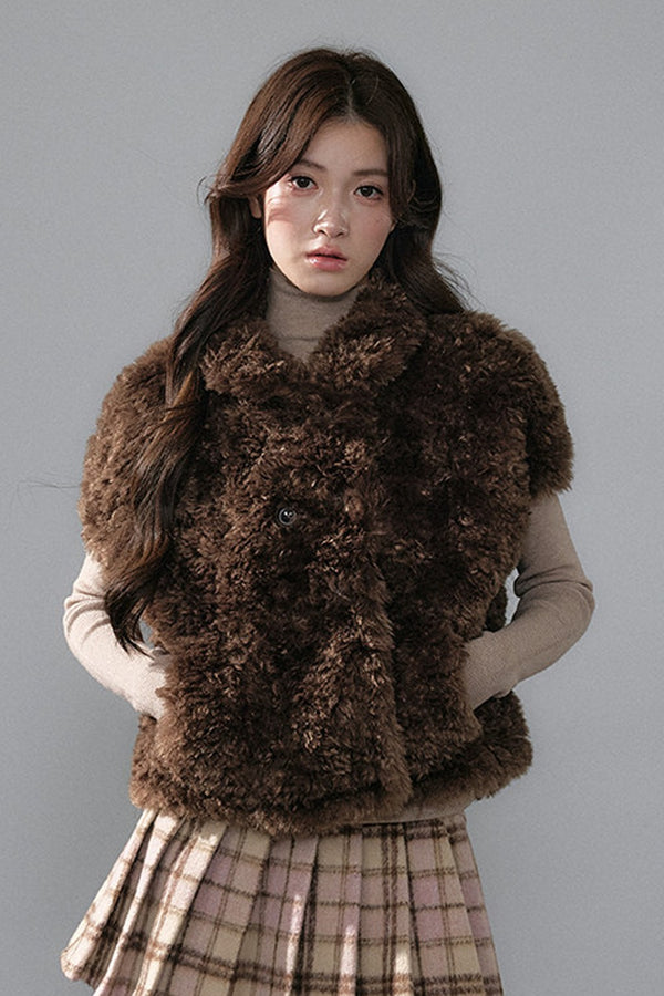 Warm Little Deer Fur Cape Jacket and Top Set-Up