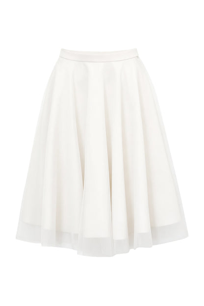 High-Waisted Puffy A-Line Mesh Skirt