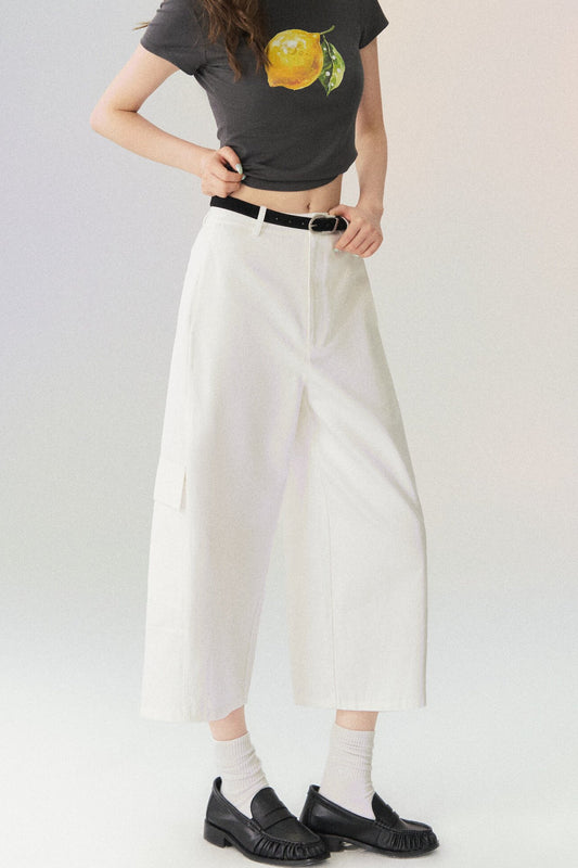 Pantalon court en denim décontracté style workwear