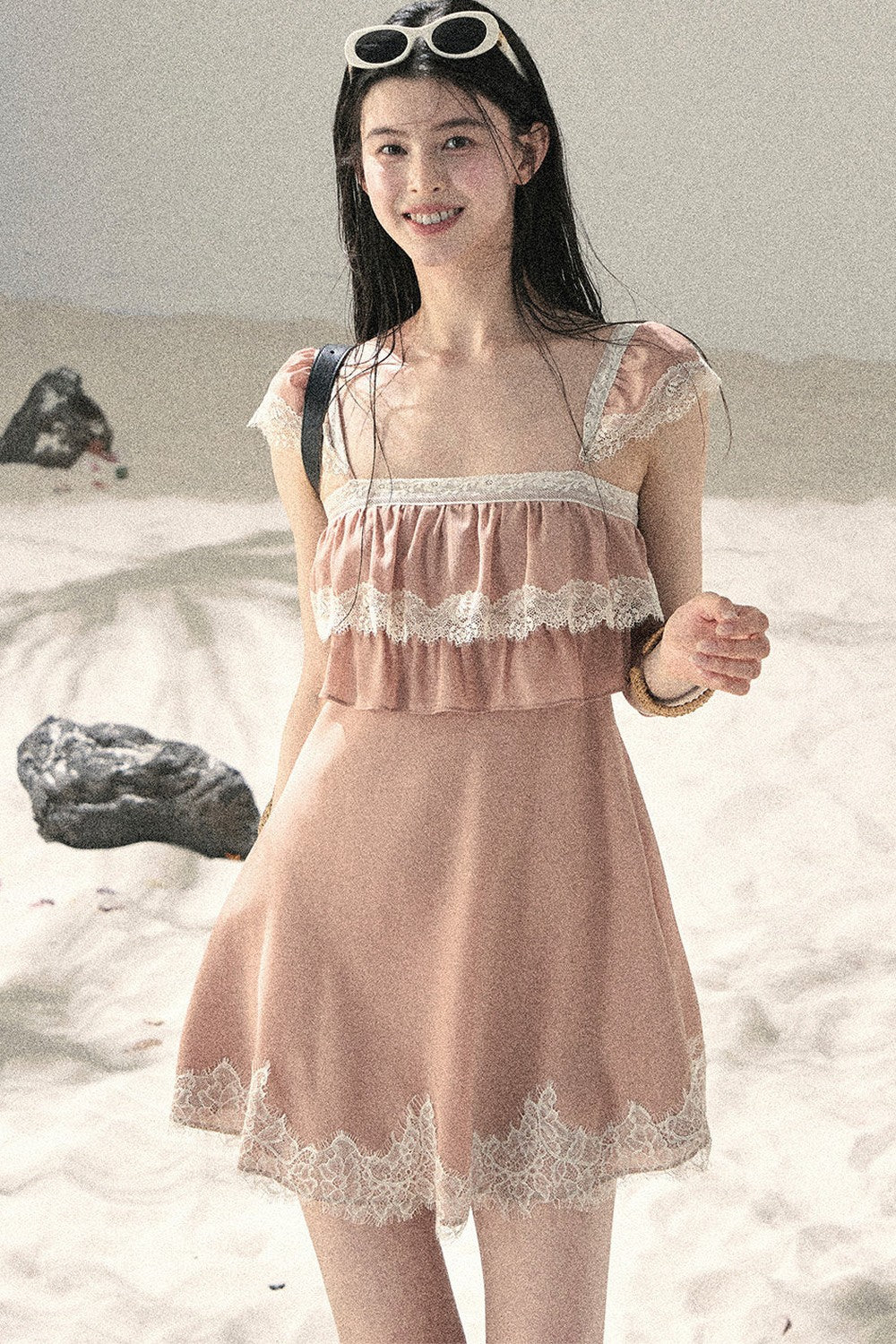 Vestido de Encaje Naranja de Chifón