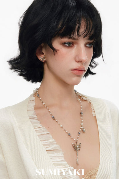 Butterfly Key Spliced Layered Necklace