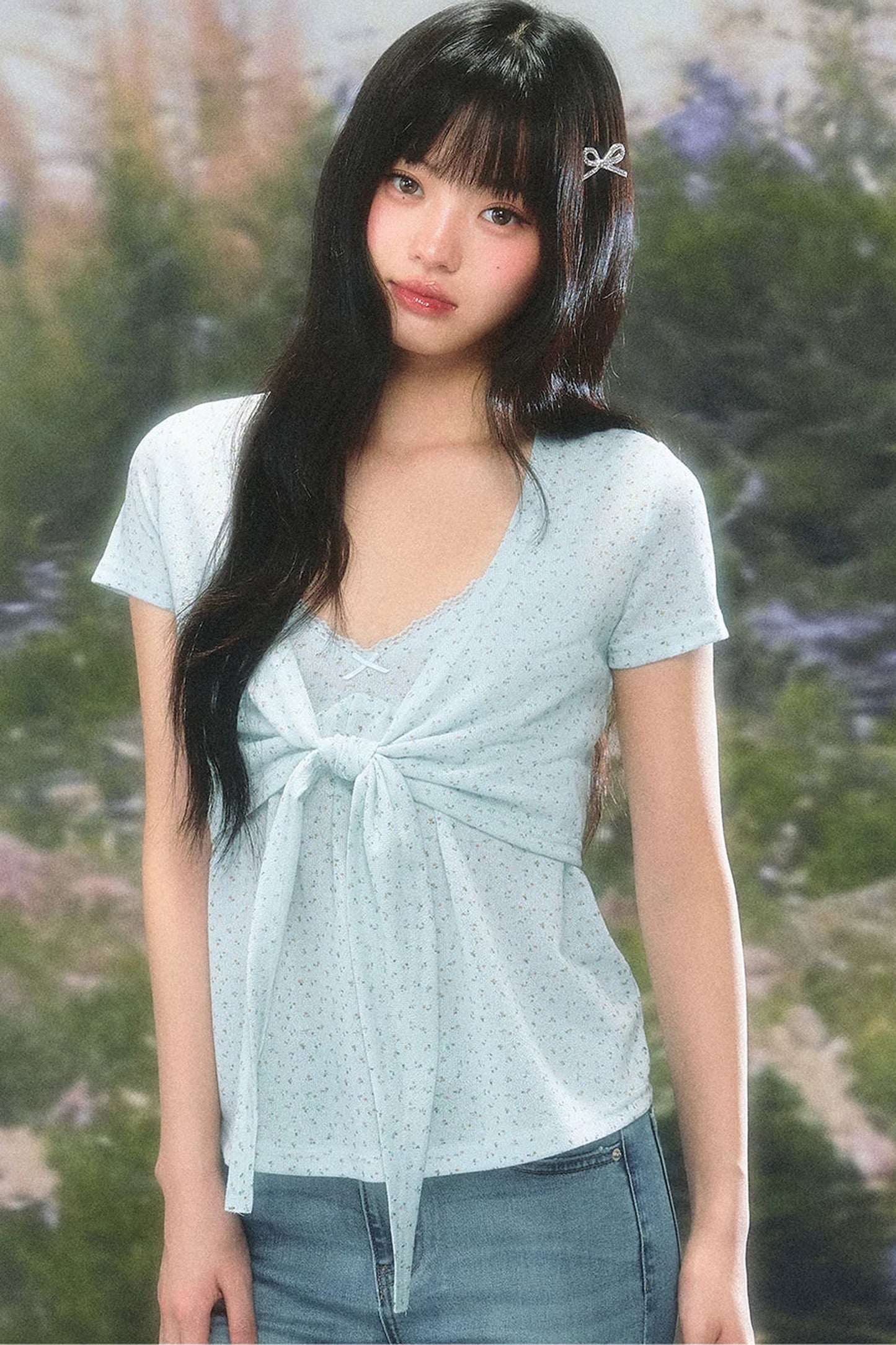 Pure Desire Set aus geblümtem Cardigan und Lagen-Top