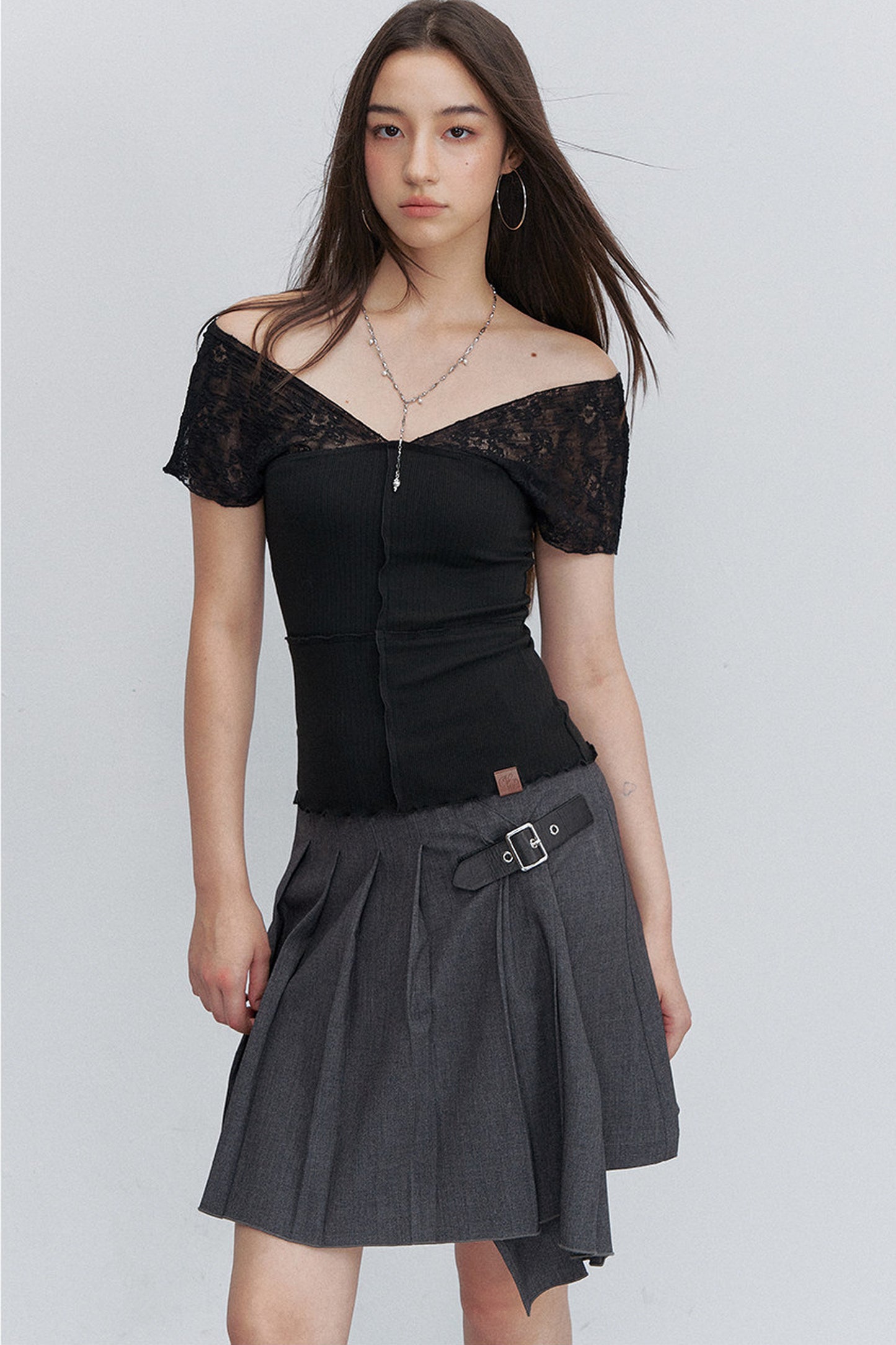 Semi-Transparent Lace Modal Top