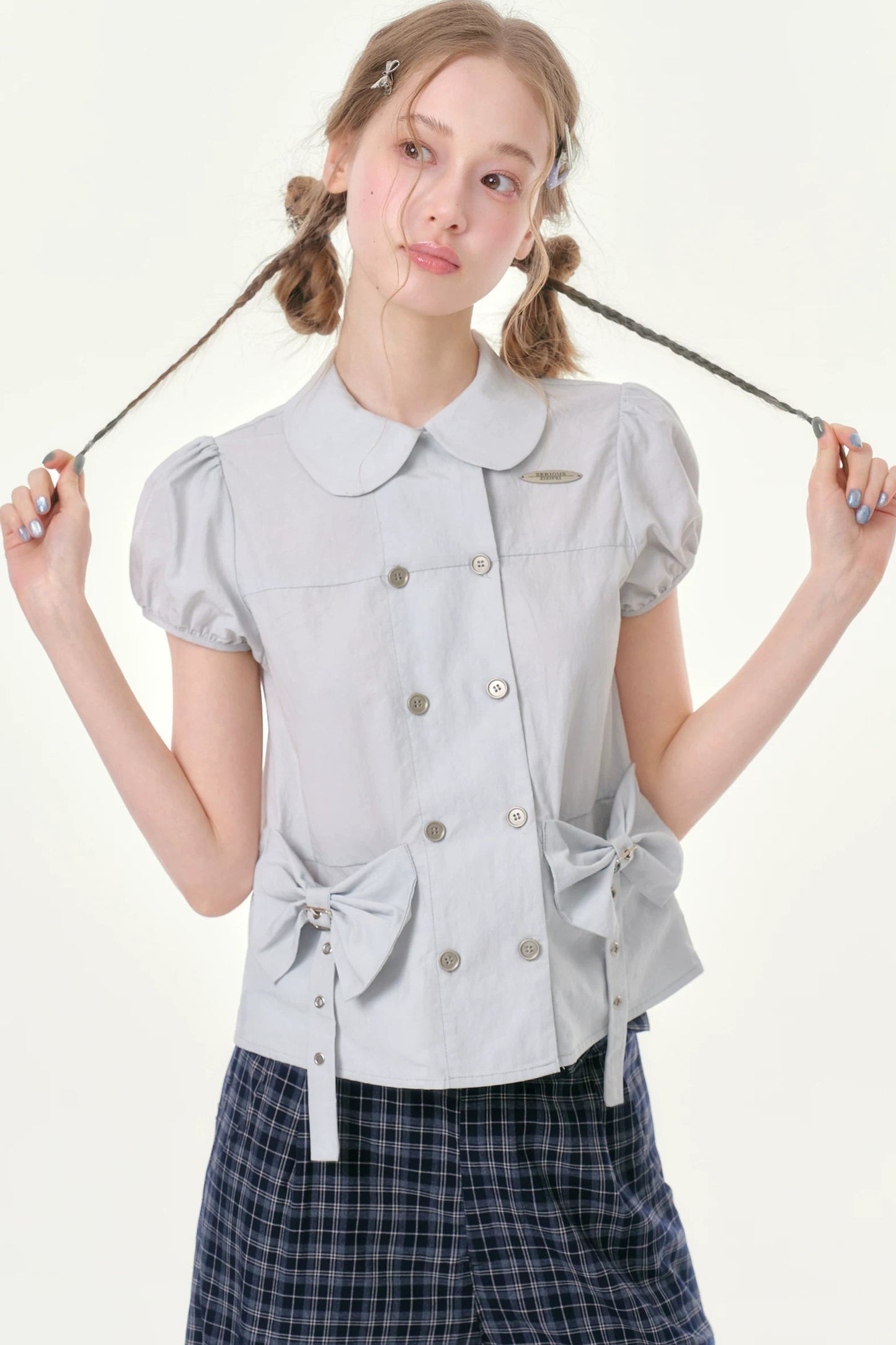 Misty Bow Puff Sleeve Blouse