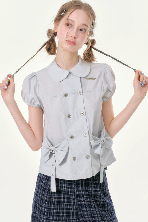 Misty Bow Puff Sleeve Blouse