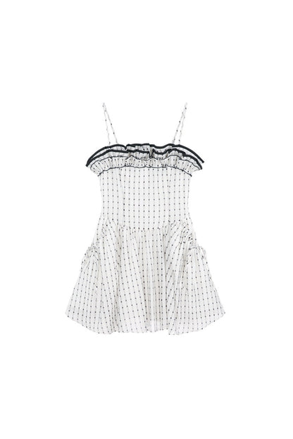 Petite Ruffled Plaid Chiffon Camisole Dress Set-Up