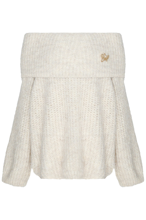 One-Shoulder Wool Knit Top and Pants Set-Up